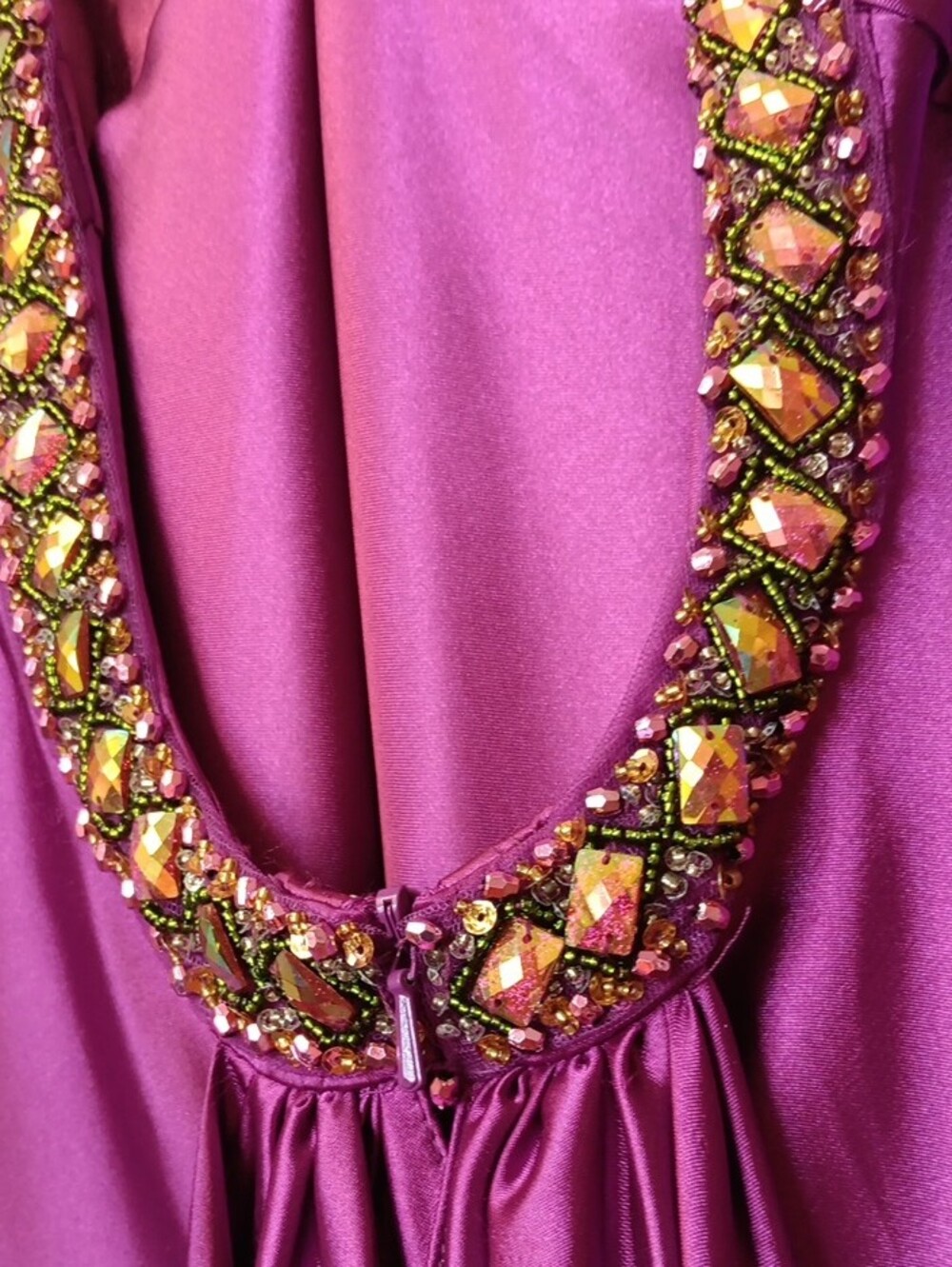 Vintage Faviana Plum Purple Beaded-Strap Maxi Gown - Picture 4 of 10